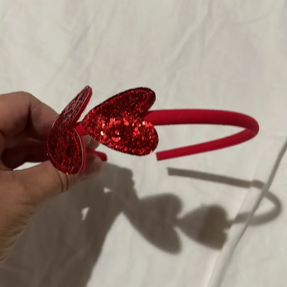 Gymboree red sparkle hearts headband like new